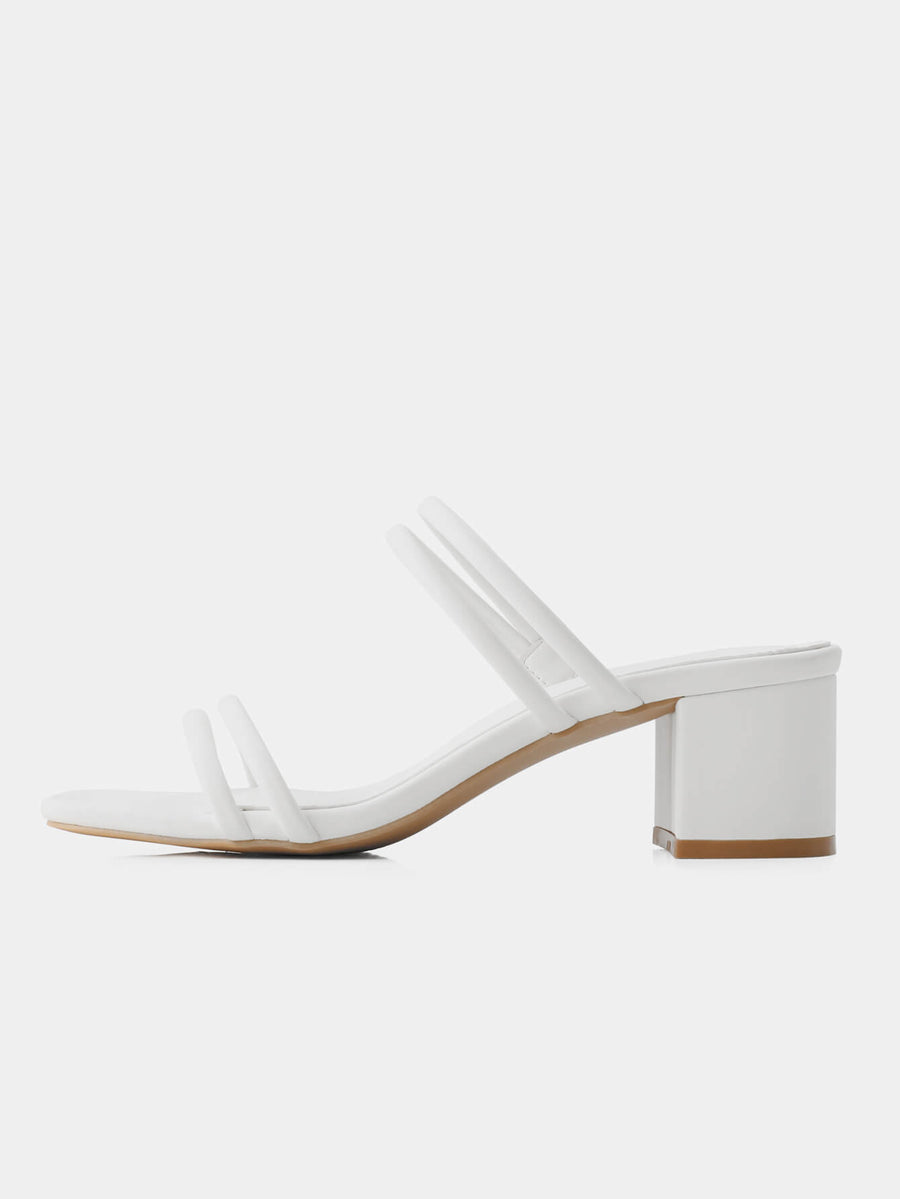 Buy Shoetopia Strappy White Block Heeled Sandals for Women & Girls Online